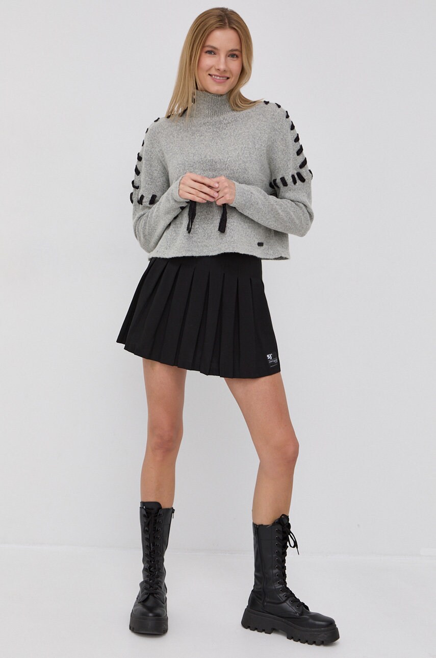 Noisy may pulover femei, culoarea gri, light, cu turtleneck