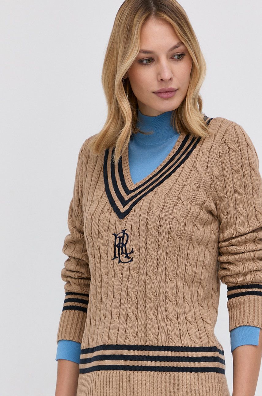 

Памучен пуловер Lauren Ralph Lauren дамски в бежово, Бежов