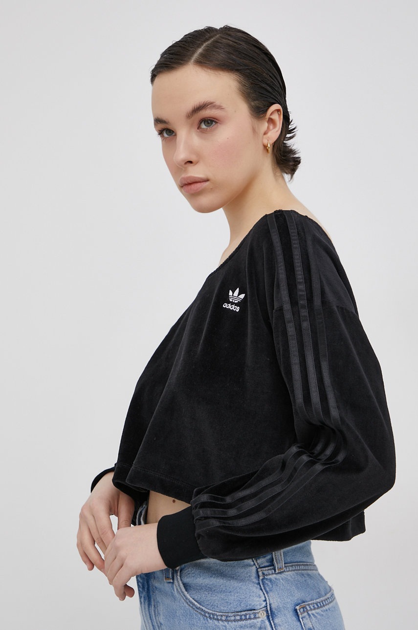 

Суичър adidas Originals H18840 дамски в черно с изчистен дизайн, Черен