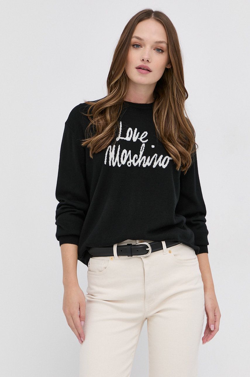 Love Moschino Pulover de lână femei, culoarea negru, light 2023 ❤️ Pret Super answear imagine noua 2022