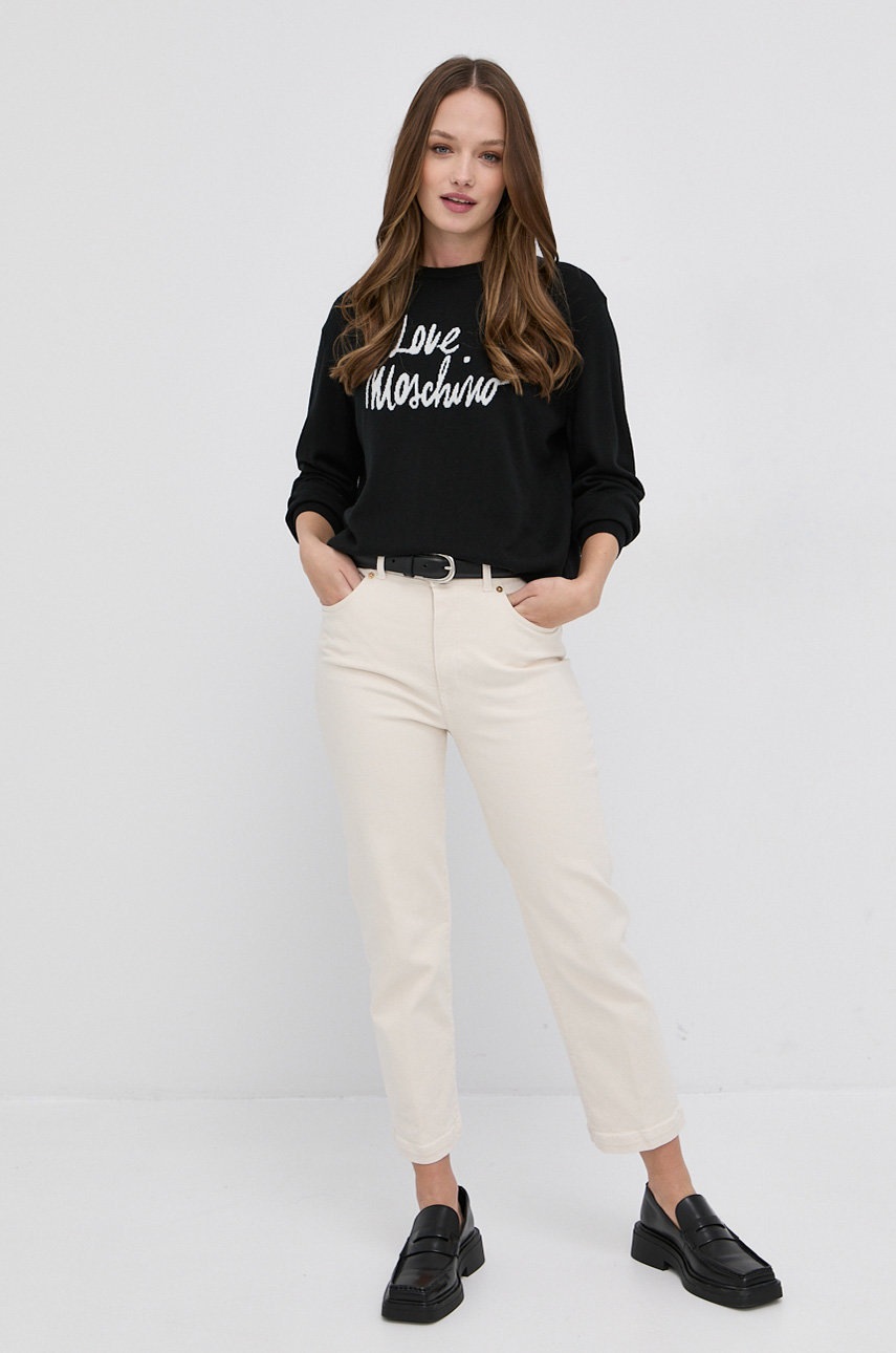 

Шерстяной свитер Love Moschino женский цвет чёрный лёгкий