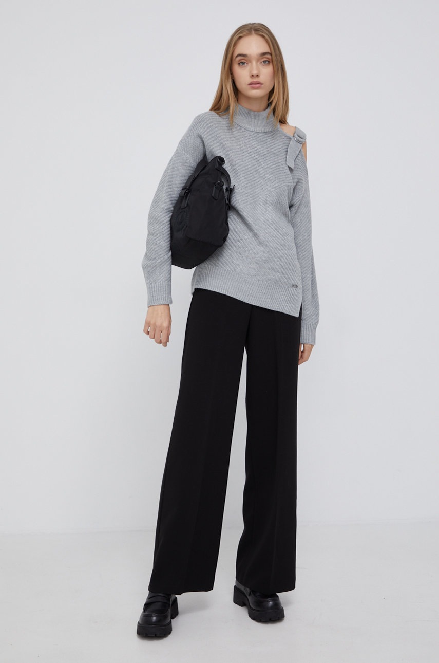 

Свитер Dkny женский цвет серый с полугольфом