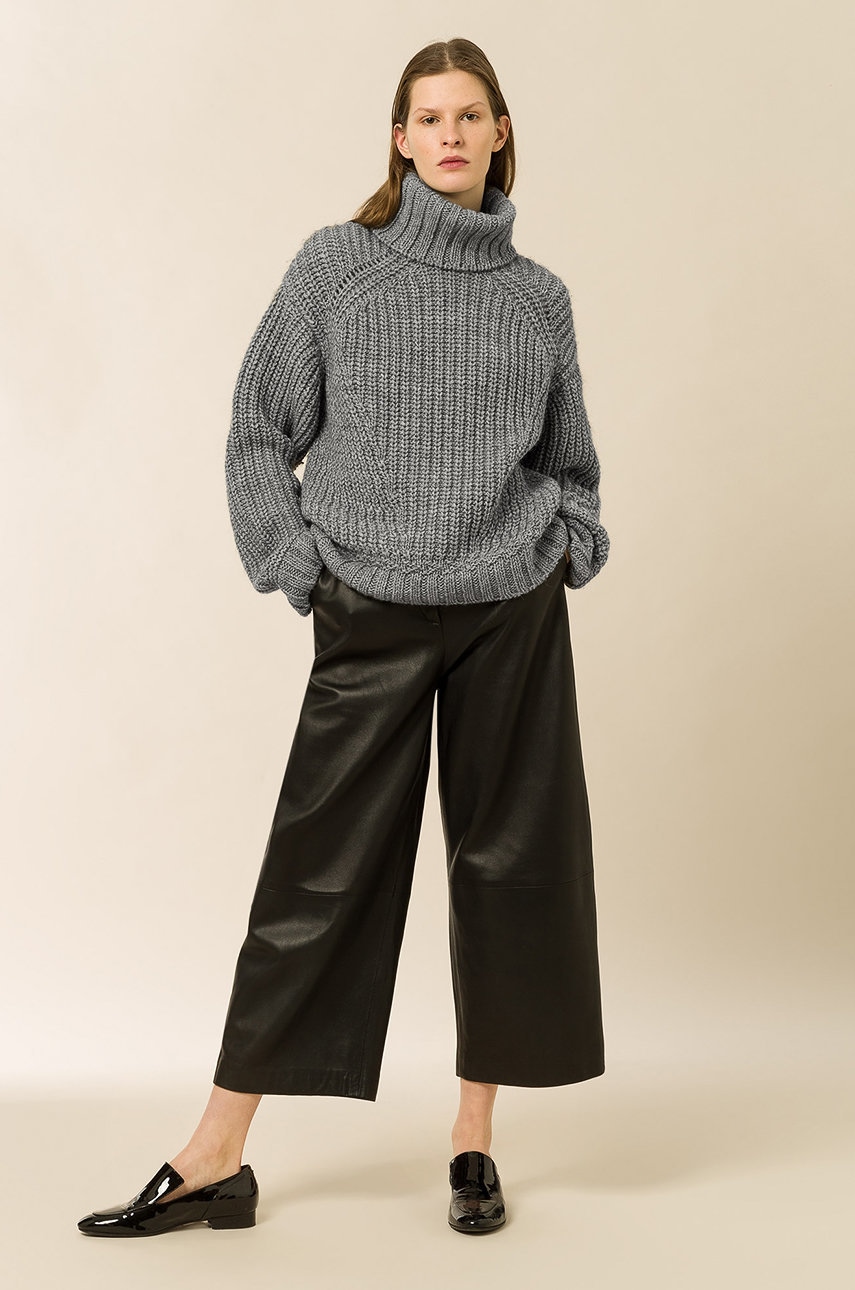 Ivy & oak pulover femei, culoarea gri, cu guler
