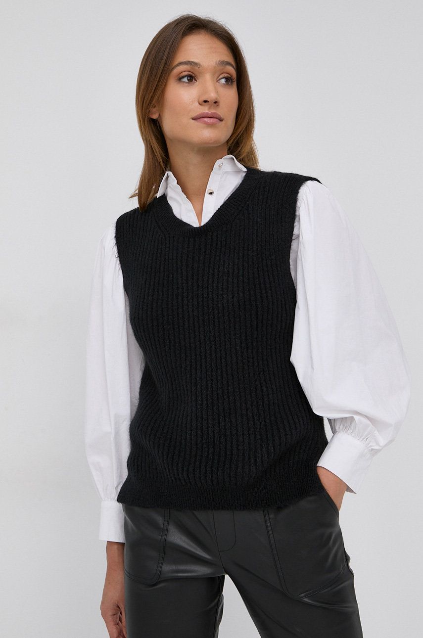 Morgan Vestă din amestec de lână femei, culoarea negru, light answear.ro imagine megaplaza.ro