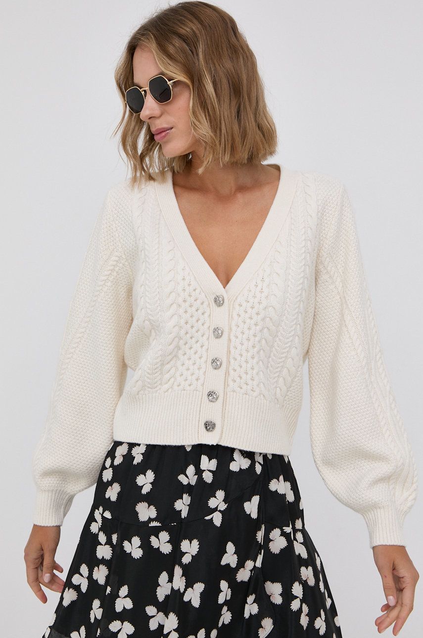 The Kooples Cardigan din lână femei, culoarea crem