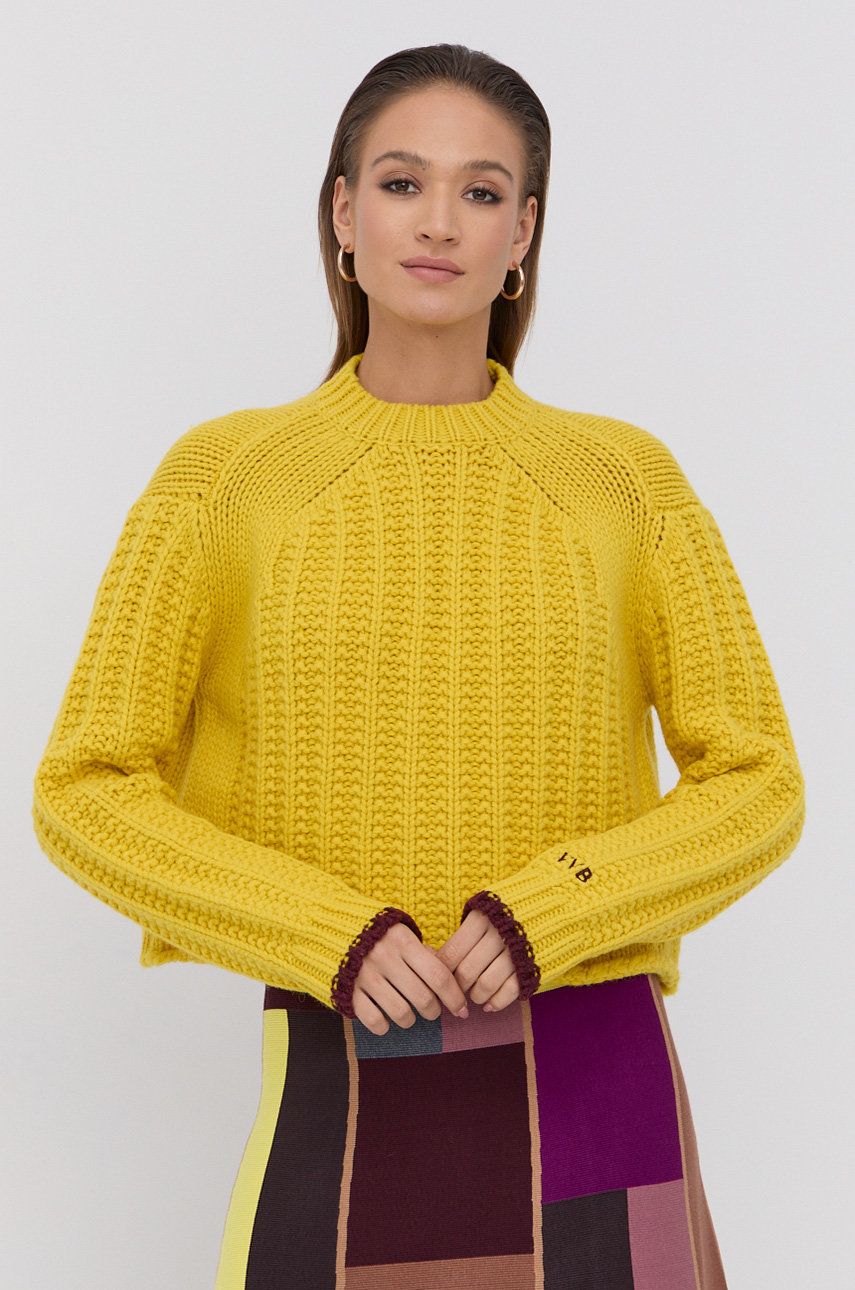 Victoria Victoria Beckham Pulover de lână femei, culoarea galben, calduros answear.ro imagine megaplaza.ro