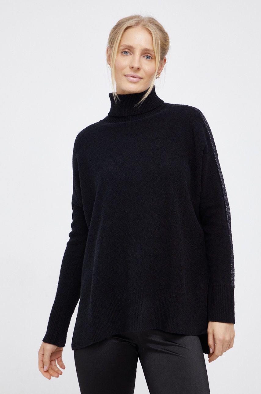 Deha Pulover din amestec de lână femei, culoarea negru, light, cu guler answear.ro imagine megaplaza.ro