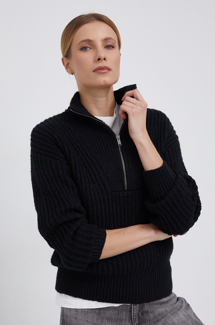 Gap pulover femei, culoarea negru, calduros