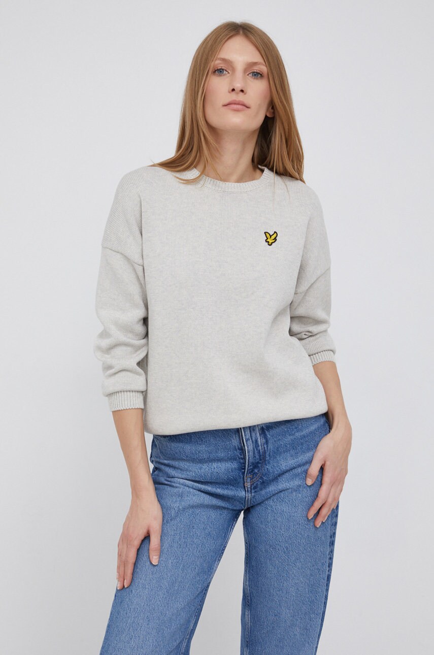 Lyle & scott pulover de bumbac femei, culoarea gri,
