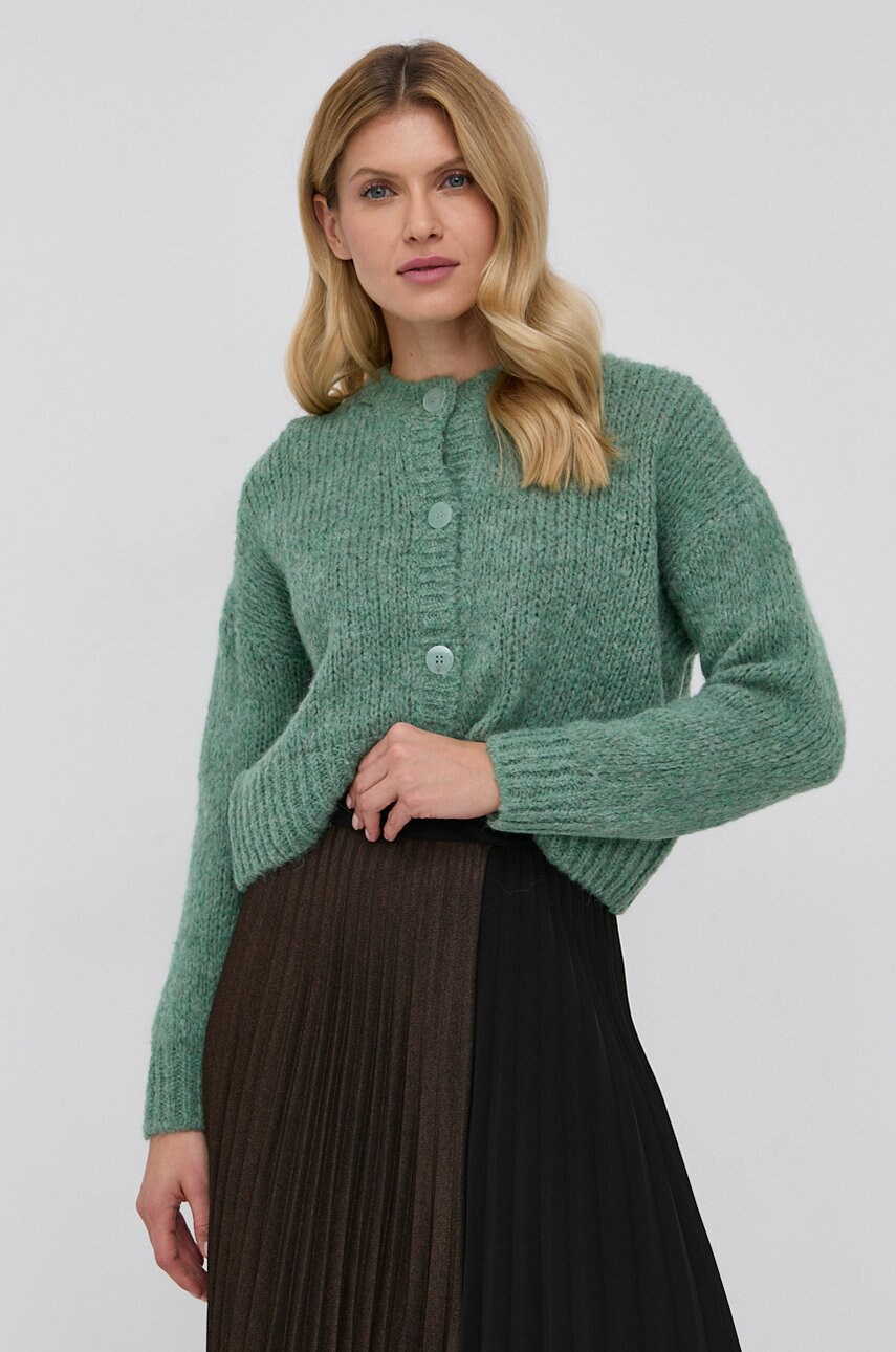 Bimba Y Lola Cardigan din lână femei, culoarea verde, light