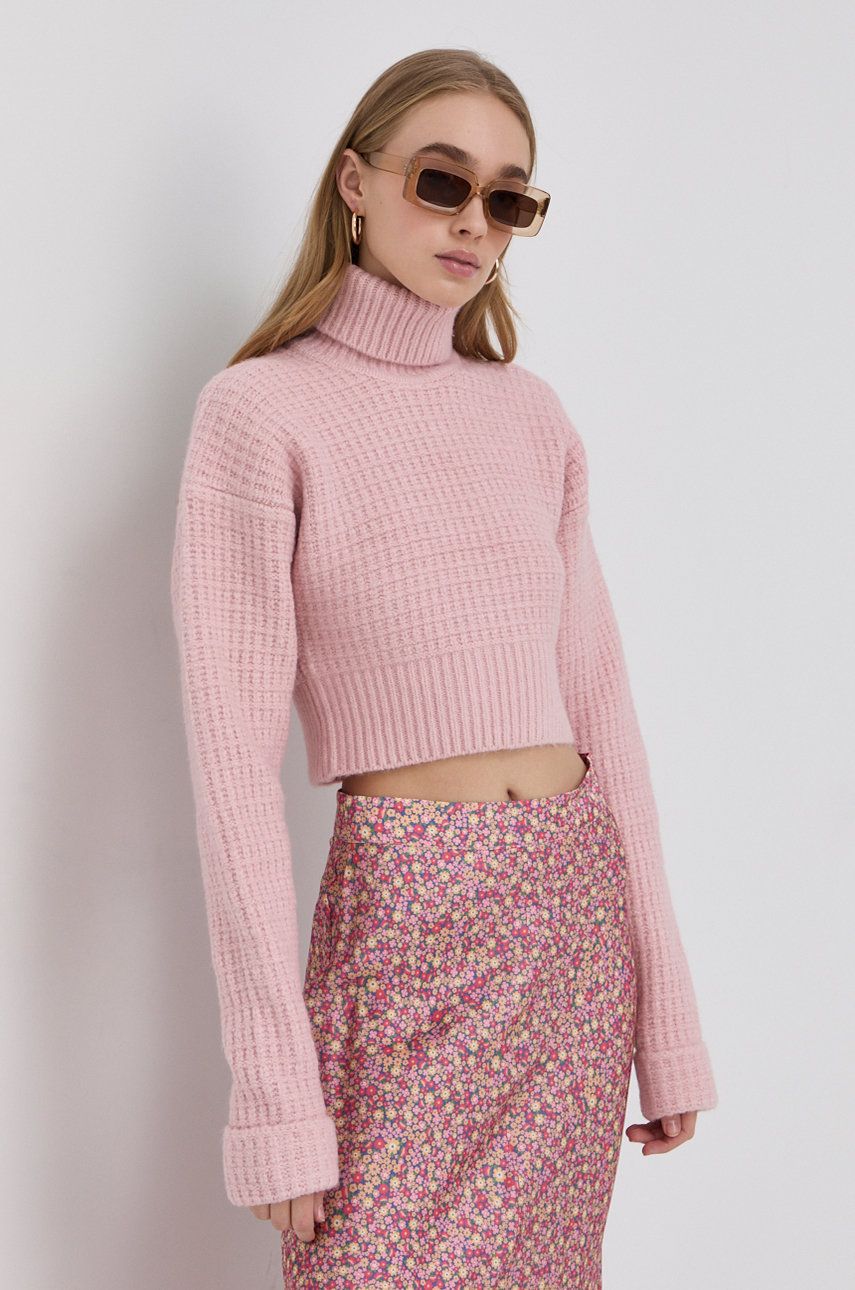 For Love & Lemons Pulover femei, culoarea roz, cu turtleneck 2022 ❤️ Pret Super answear imagine noua 2022