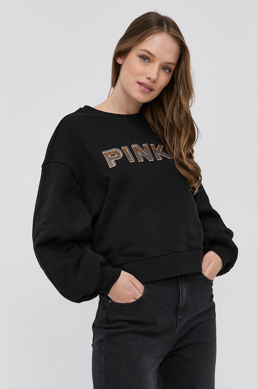Pinko Bluza damska kolor czarny z aplikacją