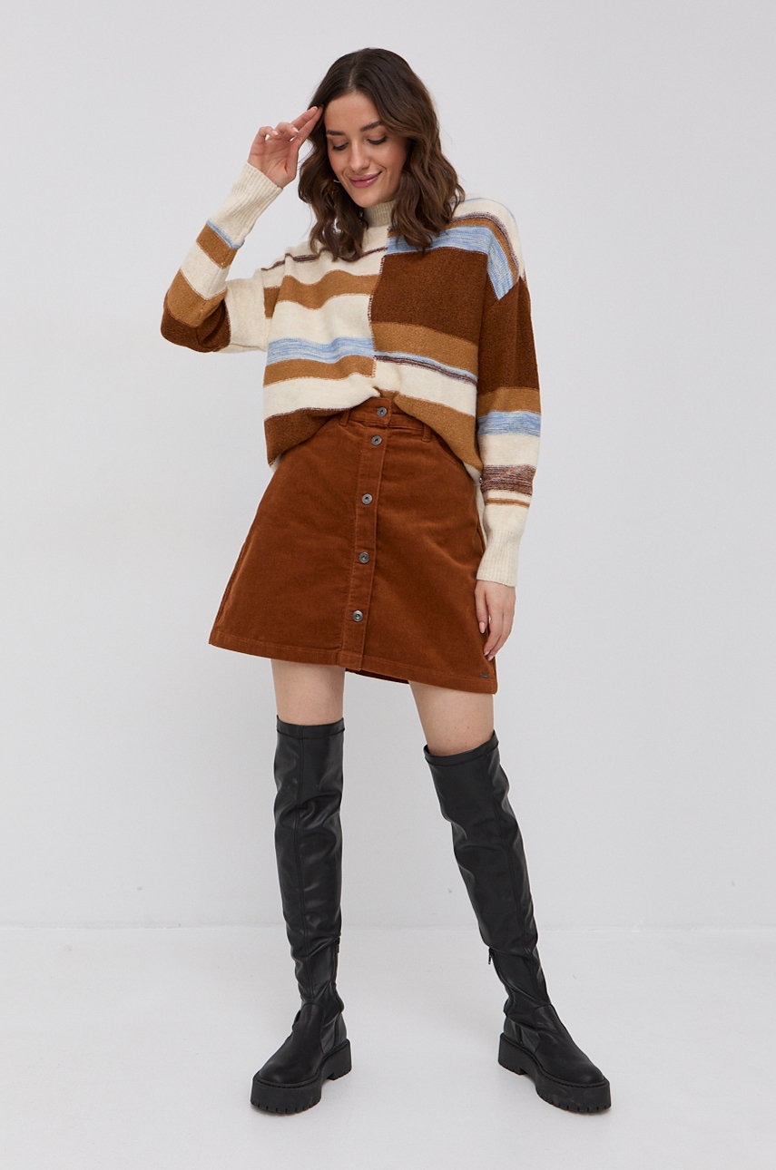 Свитер с примесью шерсти Tom Tailor женский цвет кремовый с полугольфом