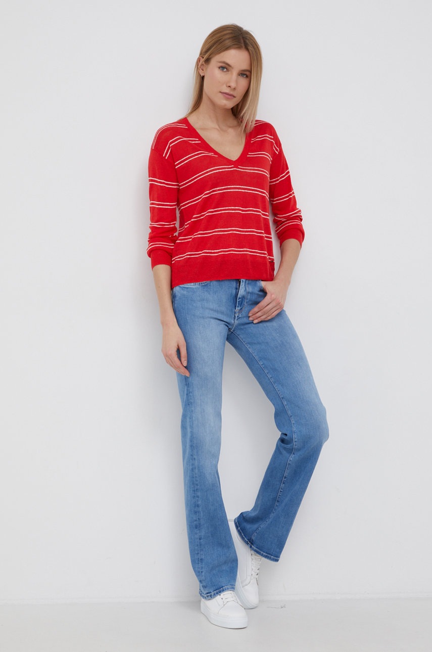 

Льняний светр Pepe Jeans Alexandra жіночий колір червоний легкий