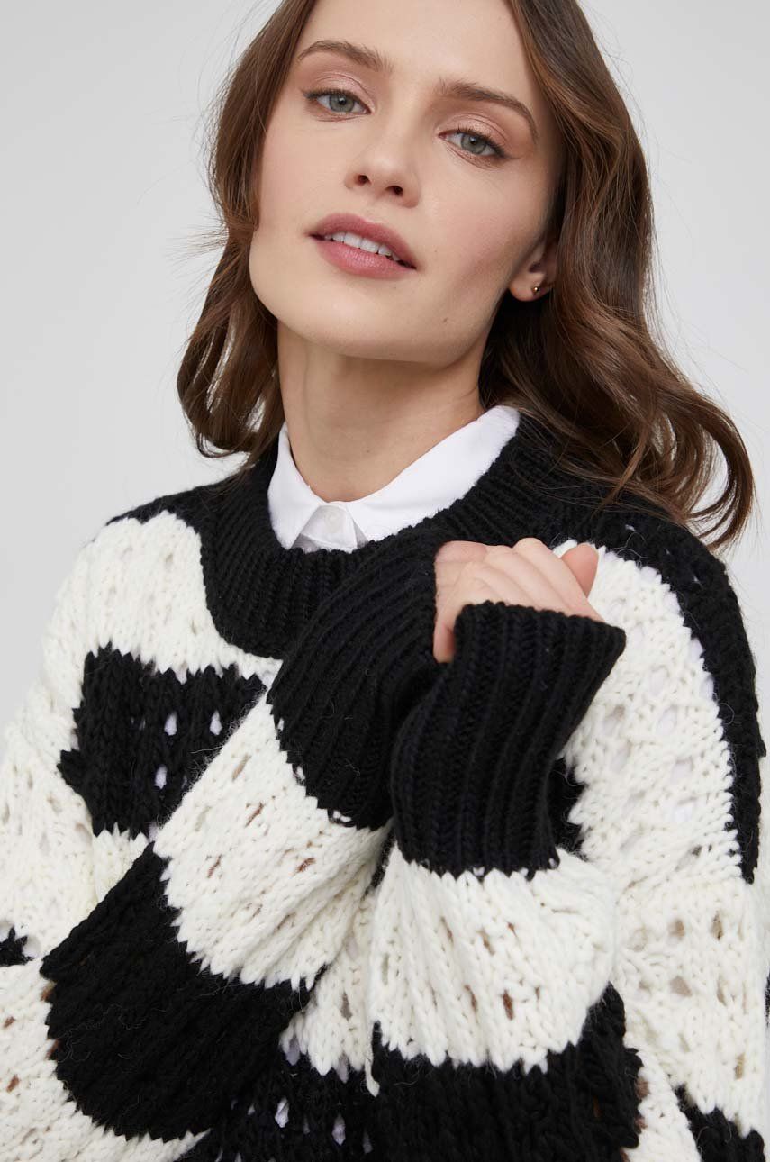 United Colors of Benetton pulover din amestec de lana femei, culoarea negru, answear imagine noua