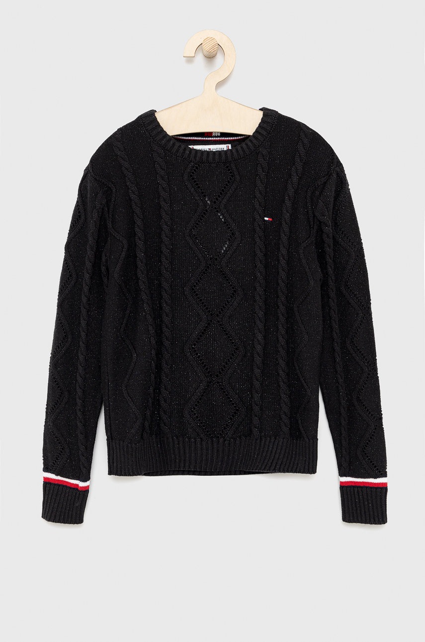 

Детский хлопковый свитер Tommy Hilfiger цвет чёрный тёплый