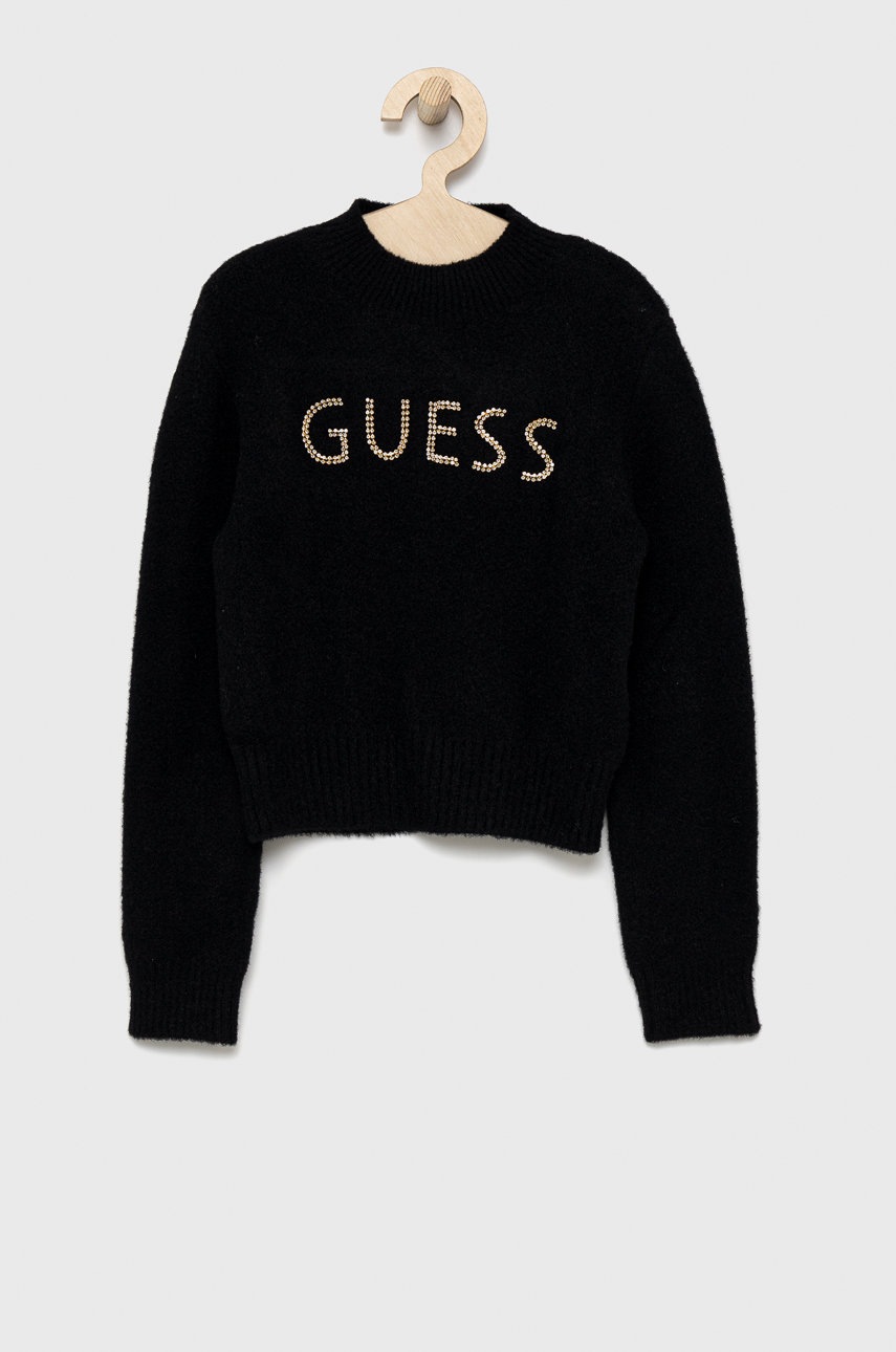 

Детски пуловер Guess в черно от лека материя, Черен