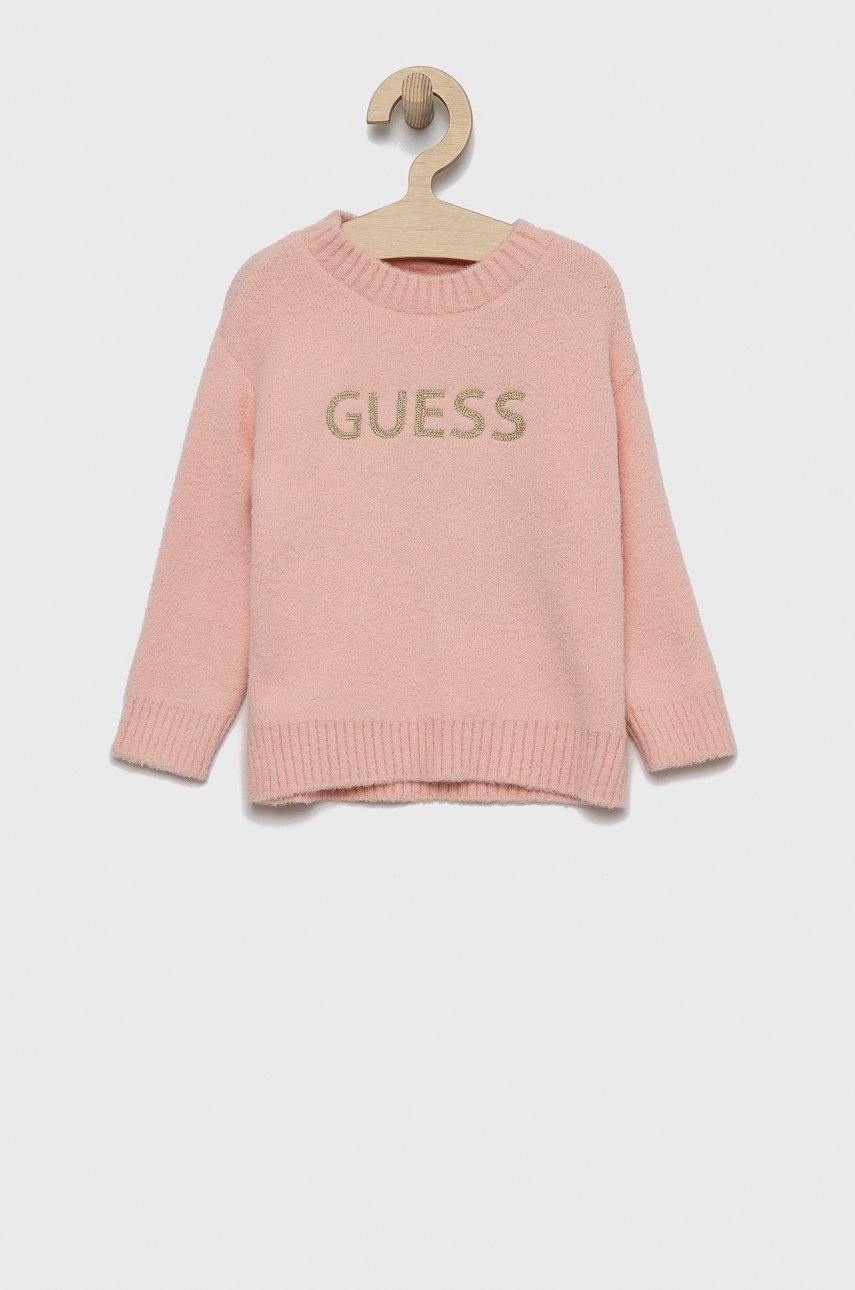 

Детски пуловер Guess в розово от лека материя, Розов