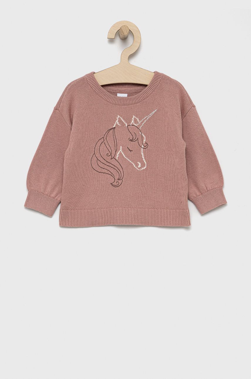 GAP Sweter bawełniany dziecięcy kolor różowy
