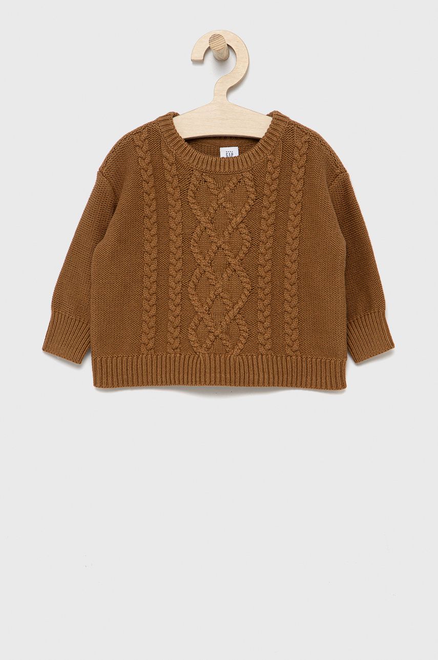GAP Sweter bawełniany dziecięcy kolor brązowy