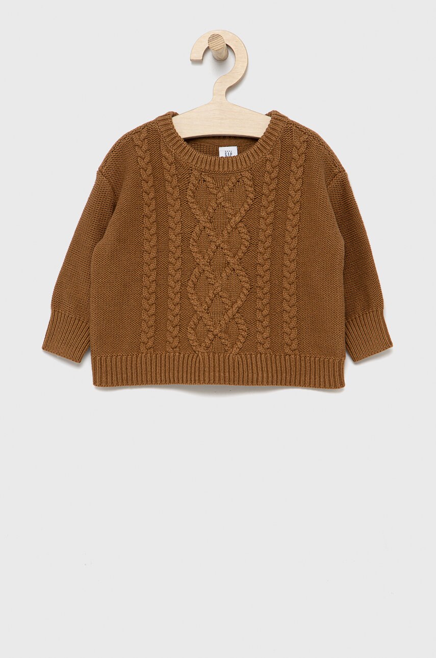 Gap pulover de bumbac pentru copii culoarea maro