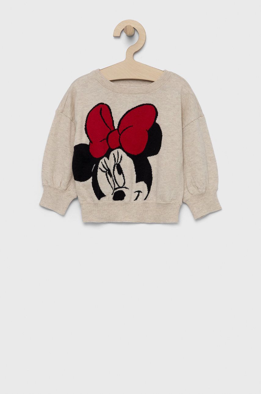 GAP sweter bawełniany dziecięcy x Disney kolor beżowy lekki