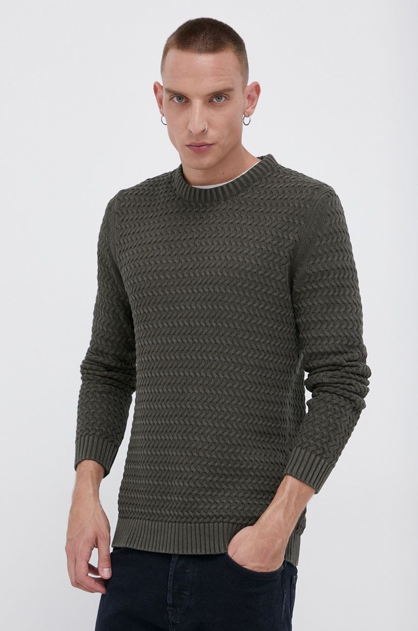 Only & Sons Sweter bawełniany męski kolor zielony