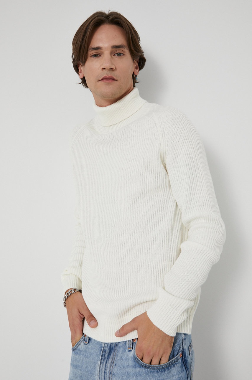 

Пуловер Jack & Jones мъжки в кремаво с широко поло, Бежов