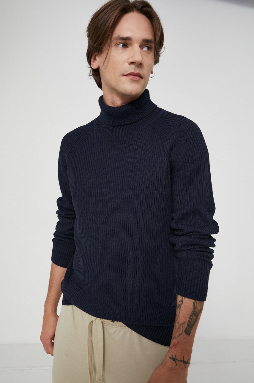 Jack & jones pulover bărbați, culoarea albastru marin, cu guler