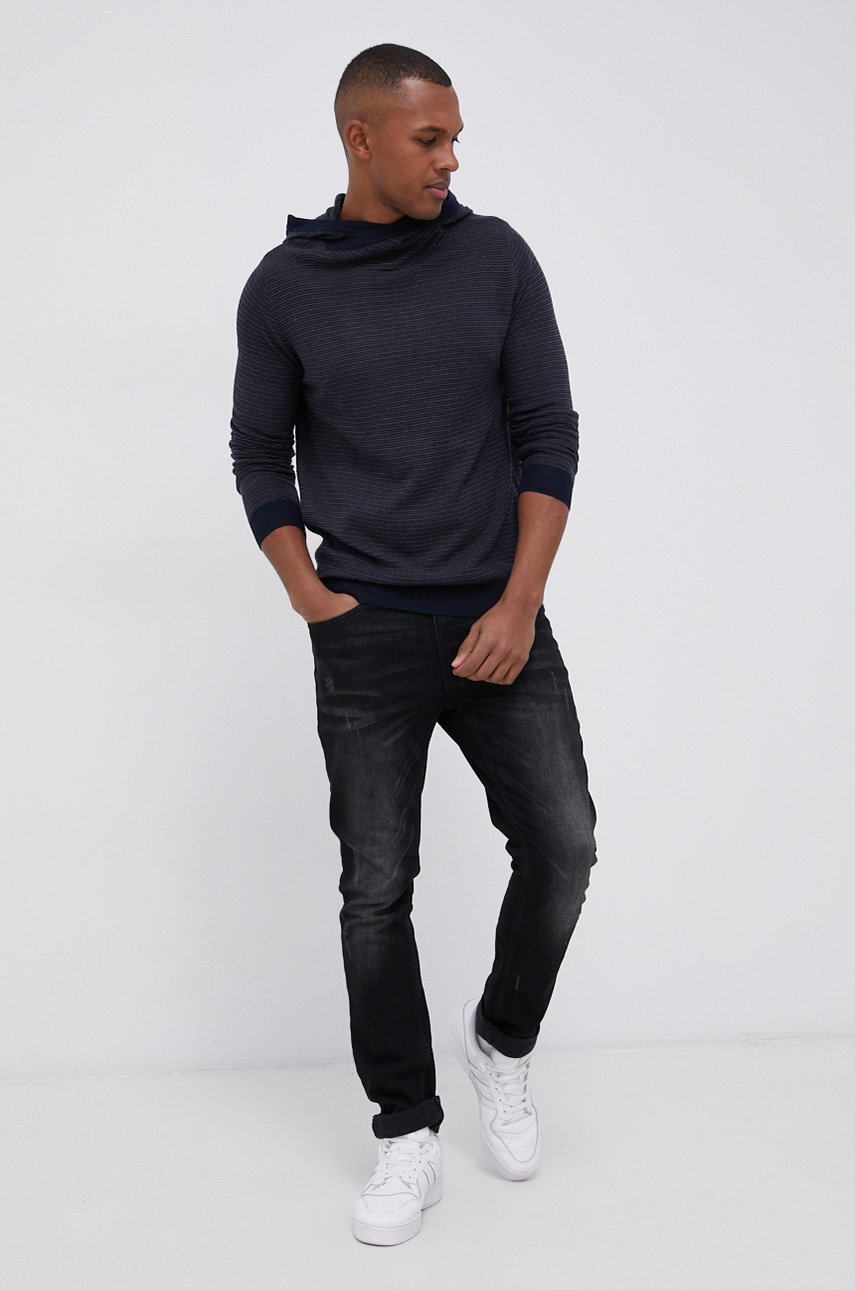 

Пуловер Jack & Jones мъжки в тъмносиньо от лека материя, Тъмносин