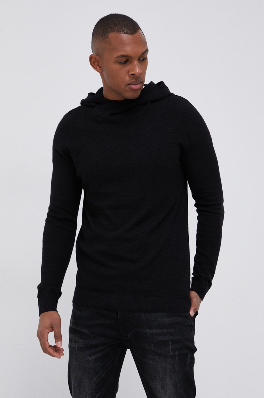 

Пуловер Jack & Jones мъжки в черно от лека материя, Черен