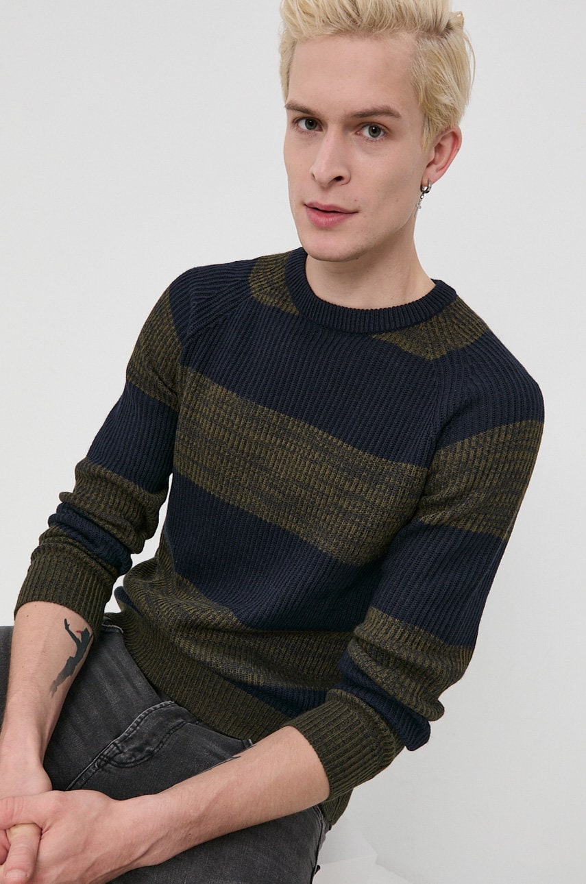 Jack & jones pulover bărbați, culoarea verde, calduros