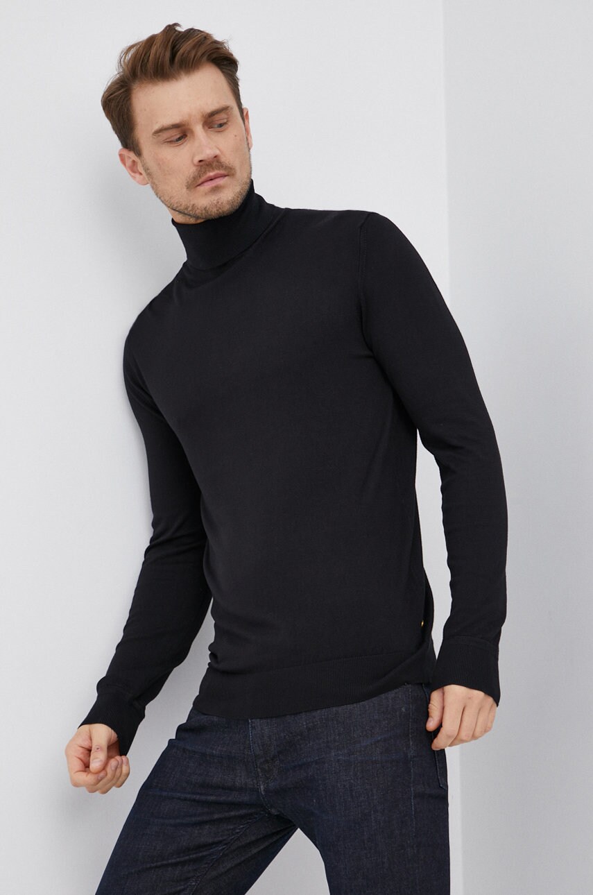 Scotch & soda pulover bărbați, culoarea negru, light, cu guler