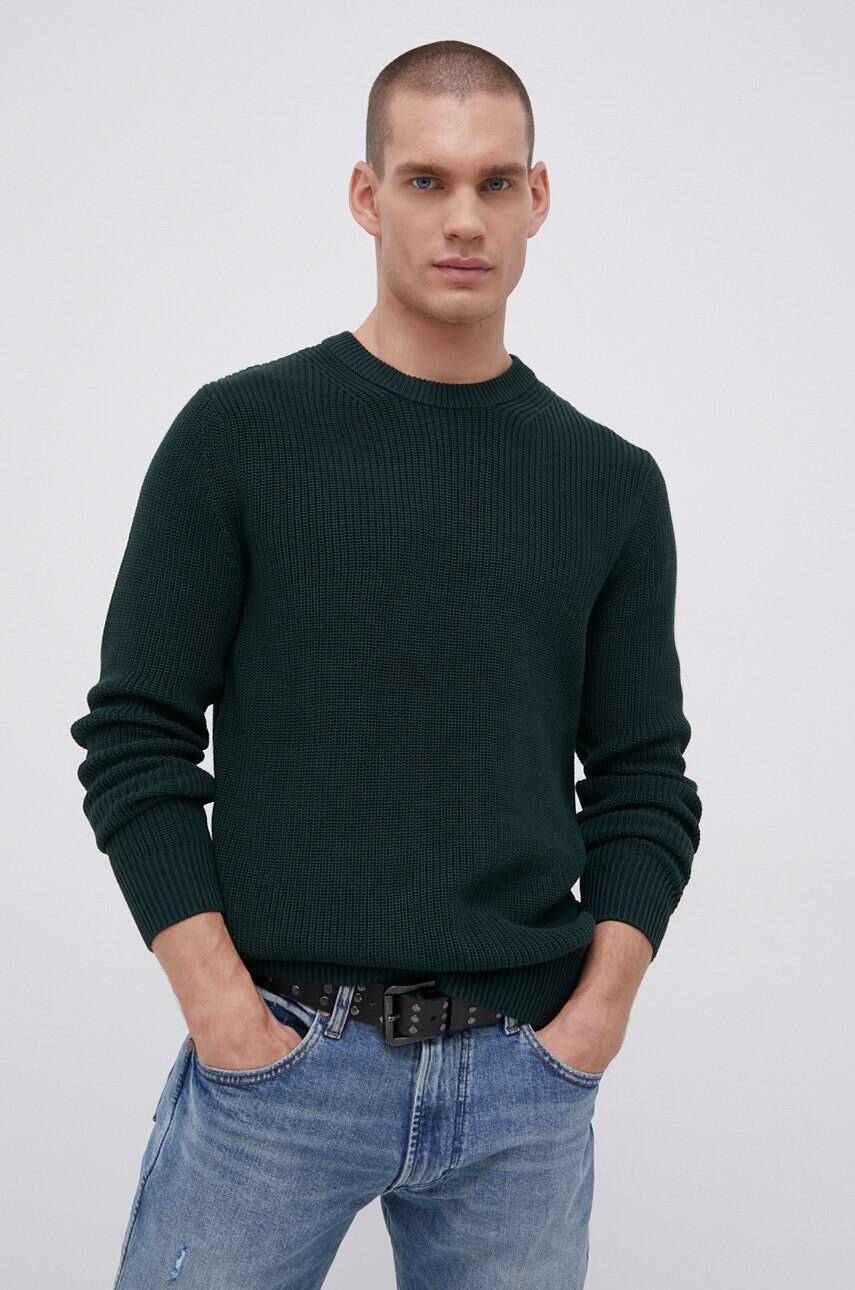 Premium by jack&jones pulover de bumbac bărbați, culoarea verde
