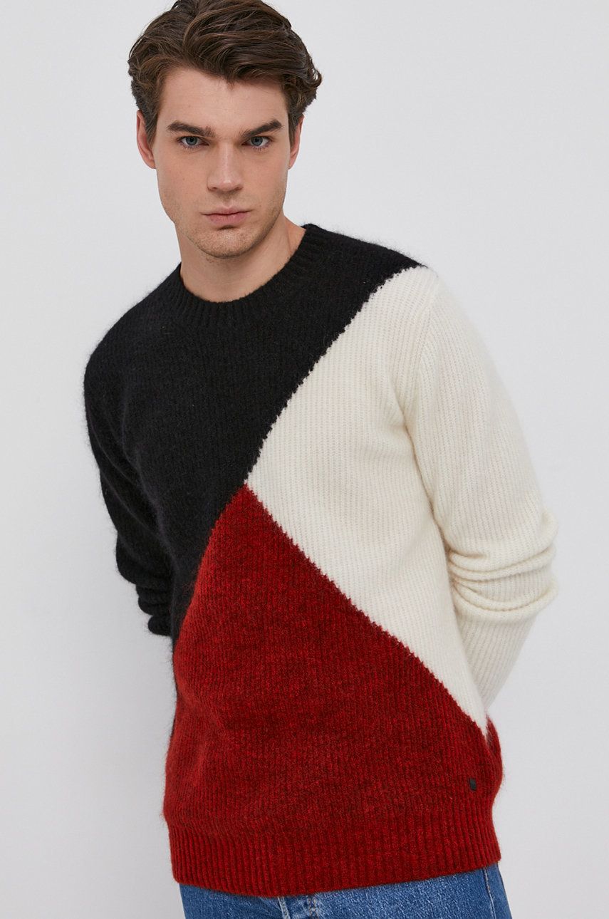Karl Lagerfeld Sweter wełniany męski kolor czerwony ciepły