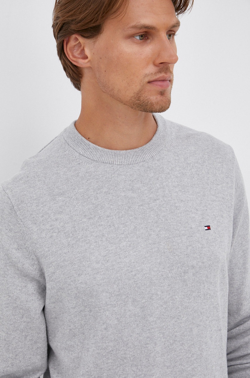 

Пуловер с кашмир Tommy Hilfiger мъжки в сиво от лека материя, Сив