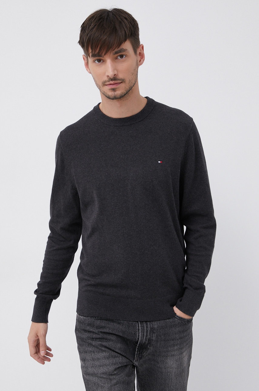 

Пуловер с кашмир Tommy Hilfiger мъжки в сиво от лека материя, Сив