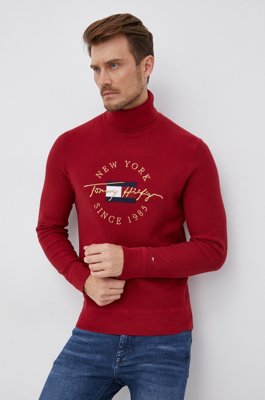 

Светр Tommy Hilfiger чоловічий колір червоний легкий гольф