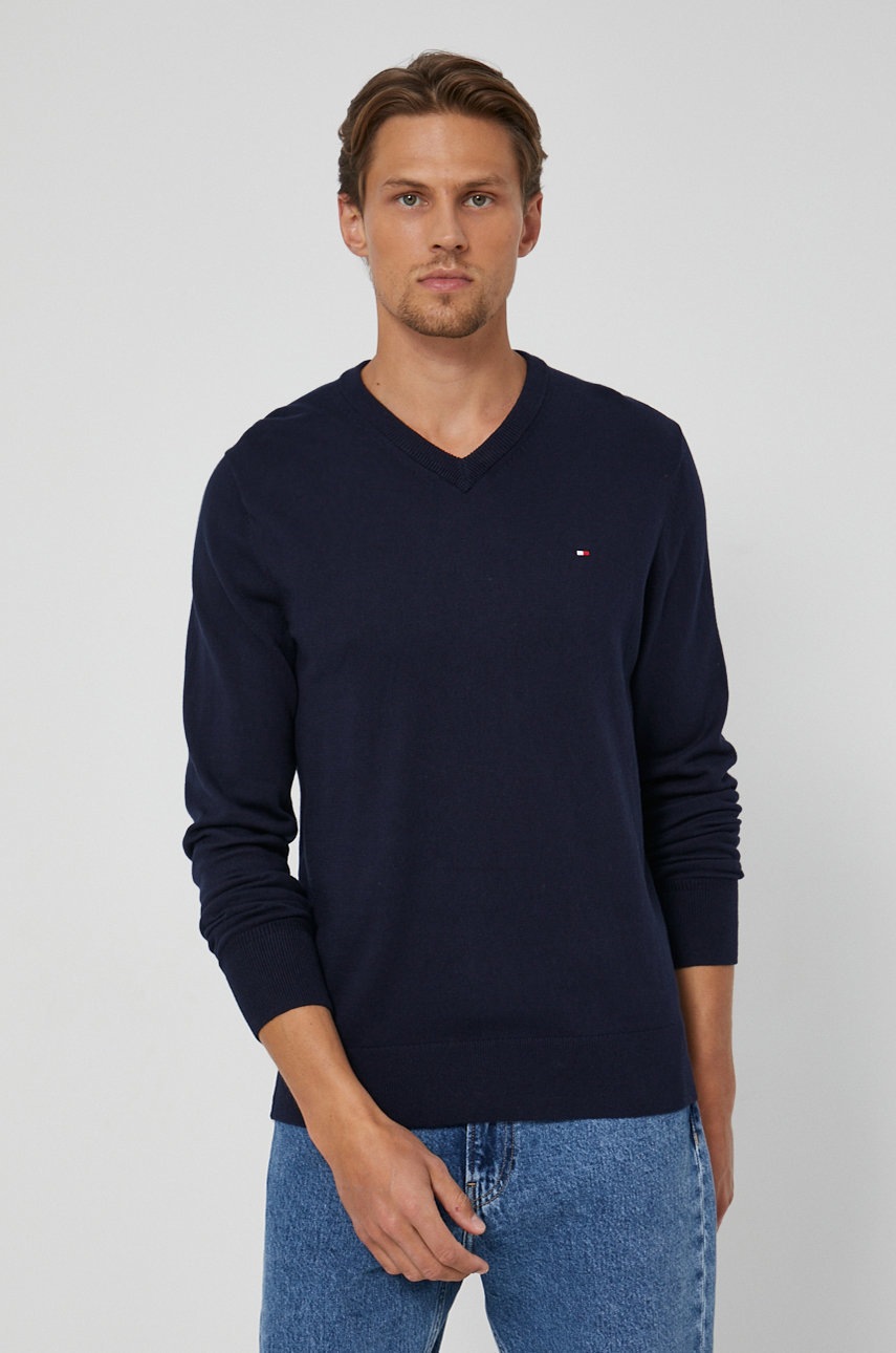 

Пуловер с кашмир Tommy Hilfiger мъжки в тъмносиньо, Тъмносин