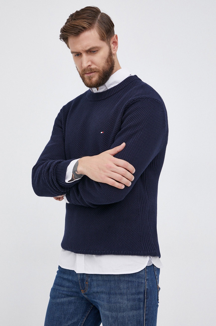 

Пуловер Tommy Hilfiger мъжки в тъмносиньо от топла материя, Тъмносин