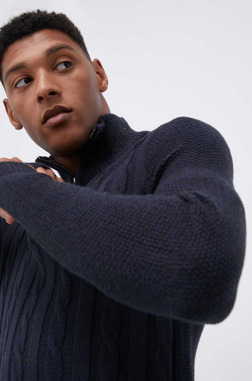 Produkt by jack & jones pulover bărbați, culoarea albastru marin, cu turtleneck