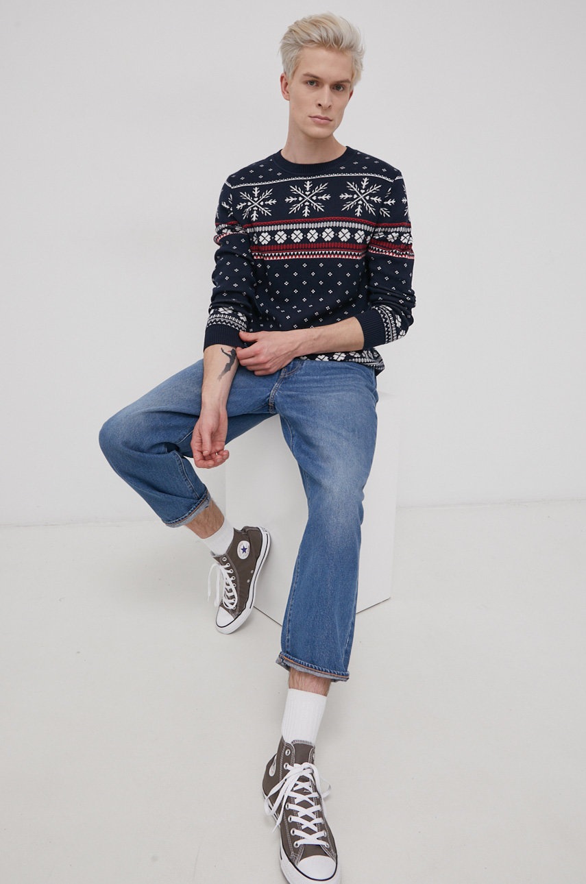 

Хлопковый свитер Jack & Jones мужской цвет синий