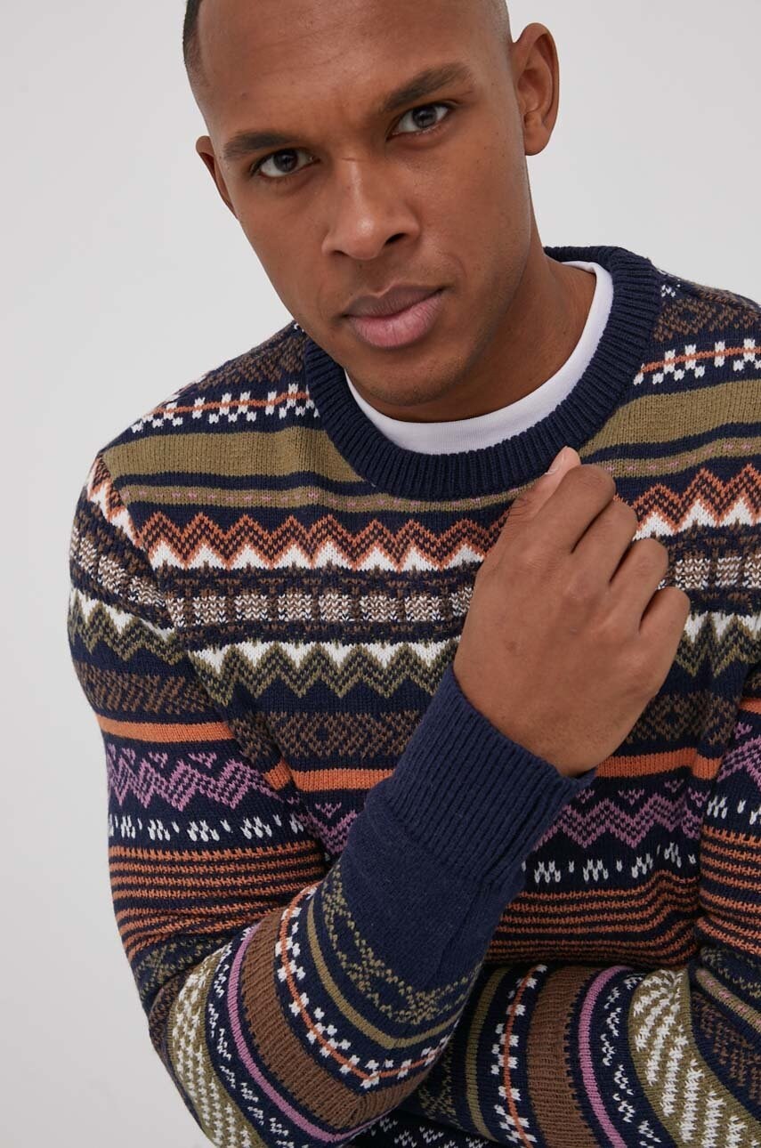Jack & jones pulover din amestec de lână bărbați, culoarea albastru marin, calduros