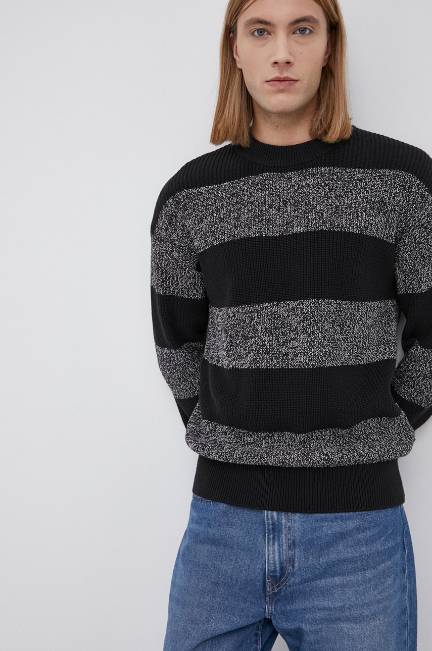Premium by jack&jones pulover de bumbac bărbați, culoarea negru
