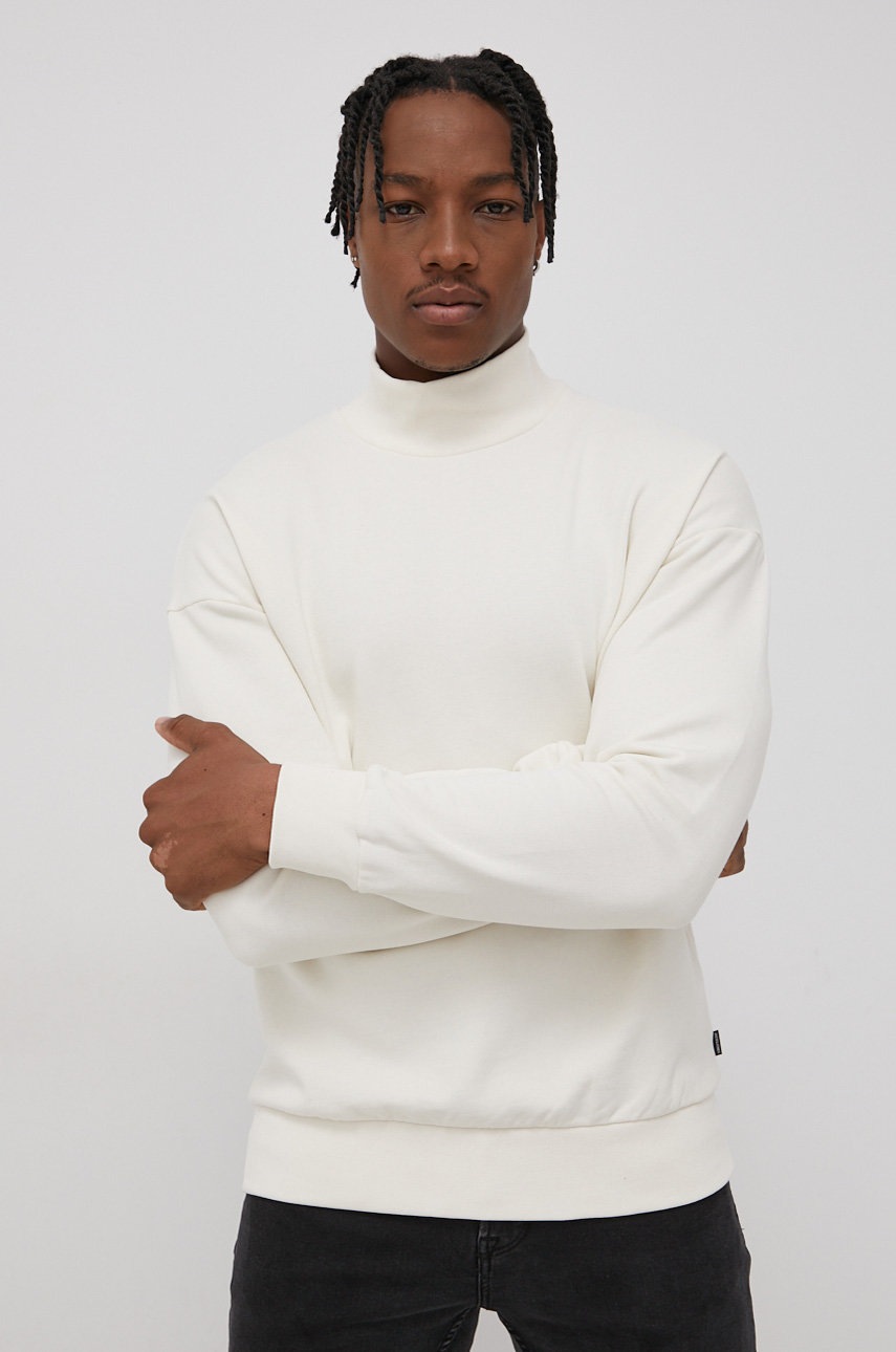 

Памучен суичър Premium by Jack&Jones мъжки в кремаво с изчистен дизайн, Бежов