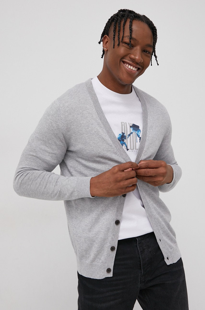 Premium by jack&jones cardigan bărbați, culoarea gri
