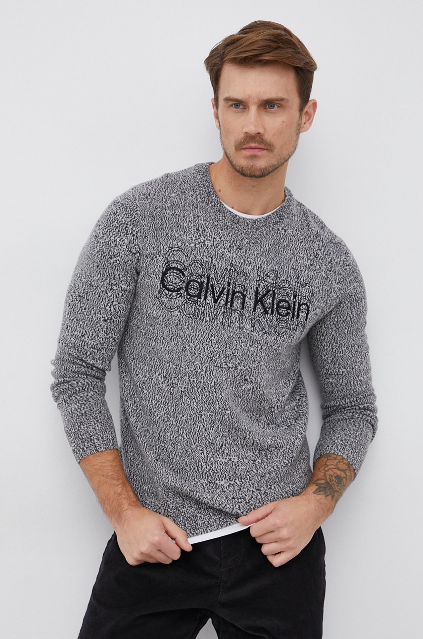 

Вълнен пуловер Calvin Klein мъжки в черно, Черен