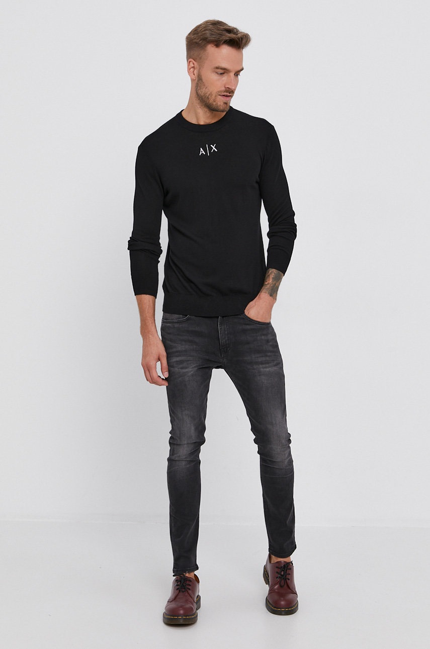 

Свитер Armani Exchange мужской цвет чёрный лёгкий