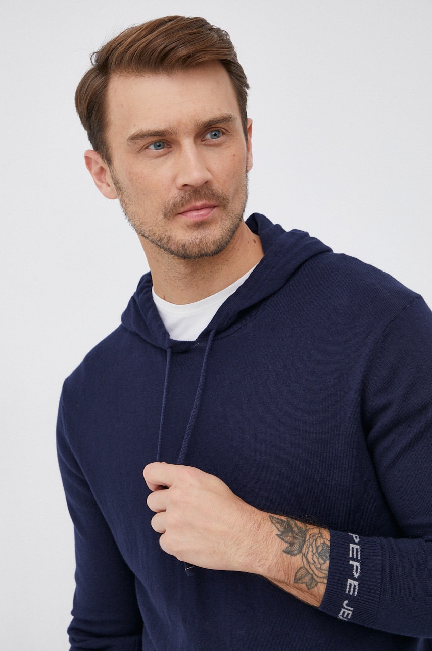 

Pepe Jeans - Пуловер с кашмир Gaston, Тъмносин