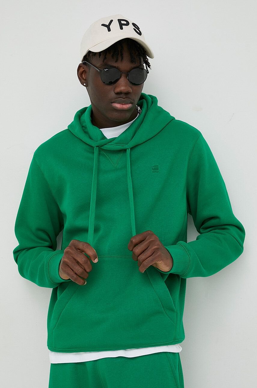 G-Star Raw bluza barbati, culoarea verde, cu glugă, neted answear.ro imagine noua